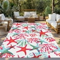 thumbnail image 3 of Fsddascl Summer Red Starfish Outdoor Rug for Patio/Deck/Porch, Non-Slip Large Area Rug 6 x 9 Ft, Green Coral Coastal Ocean Abstract Indoor Outdoor Rugs Washable Area Rugs, Camping Rug Carpet, 3 of 5