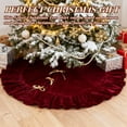 thumbnail image 5 of Sanmadrola Christmas Tree Skirt Red Luxury Ruffled Velvet Plush Fur Skirts Christmas Decorations Indoor Xmas Ornaments Holiday Decor for Home Party Holiday Decorations, 36in, 5 of 7
