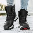 thumbnail image 5 of Lace Up Mid Calf Snow Boots for Women Warm Plush Waterproof Winter Booties Platform Fleece Lined Non Slip Work Shoes Black Size 6.5, 5 of 8