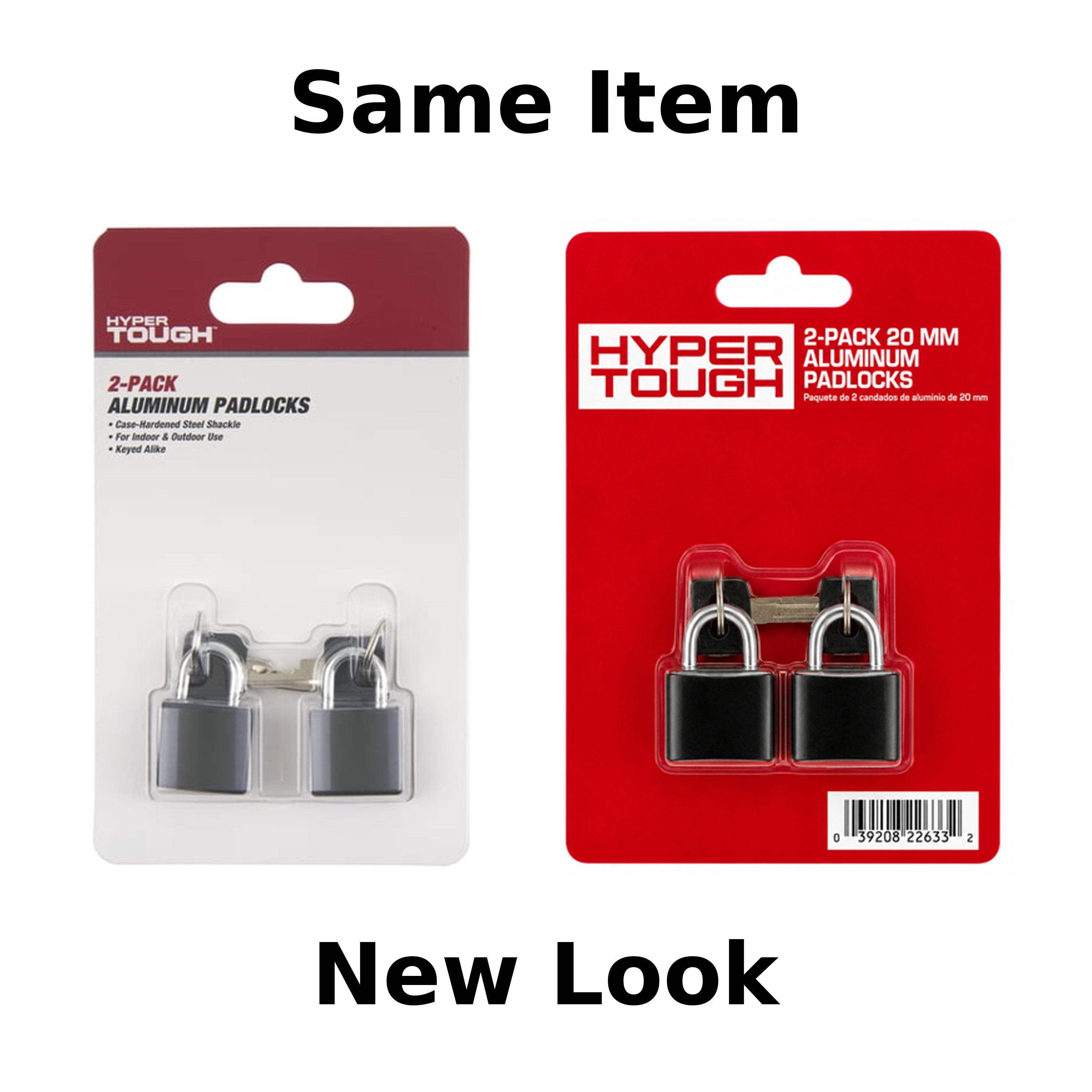 (6 pack) Hyper Tough 13/16 in. (20mm) Covered Aluminum Keyed Padlocks with 7/16 in. (11mm) Hardened Steel Shackles, 2-Pack