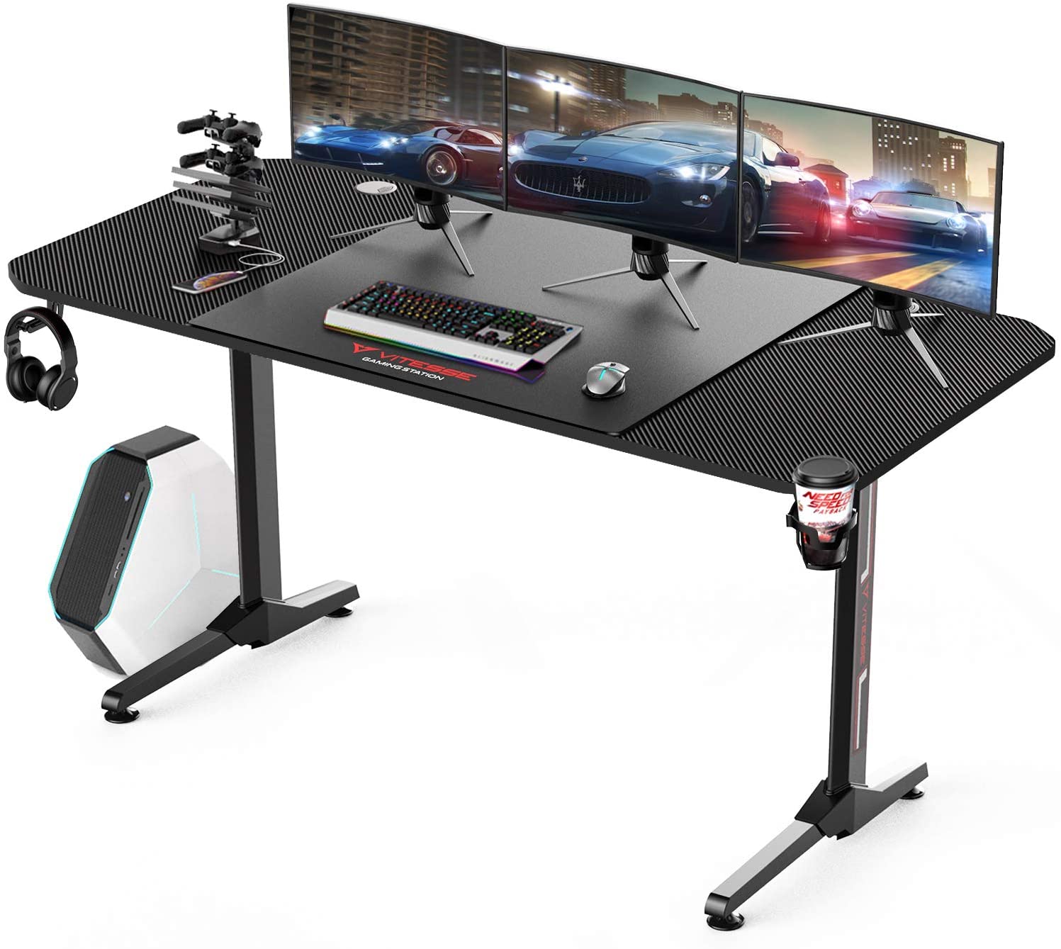 Vitesse 63 inch Gaming Desk Racing Style Computer Desk with Free Mouse