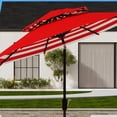 thumbnail image 3 of SAFAVIEH Athens 9' Market Double Top Crank Patio Umbrella, Red/White, 3 of 4