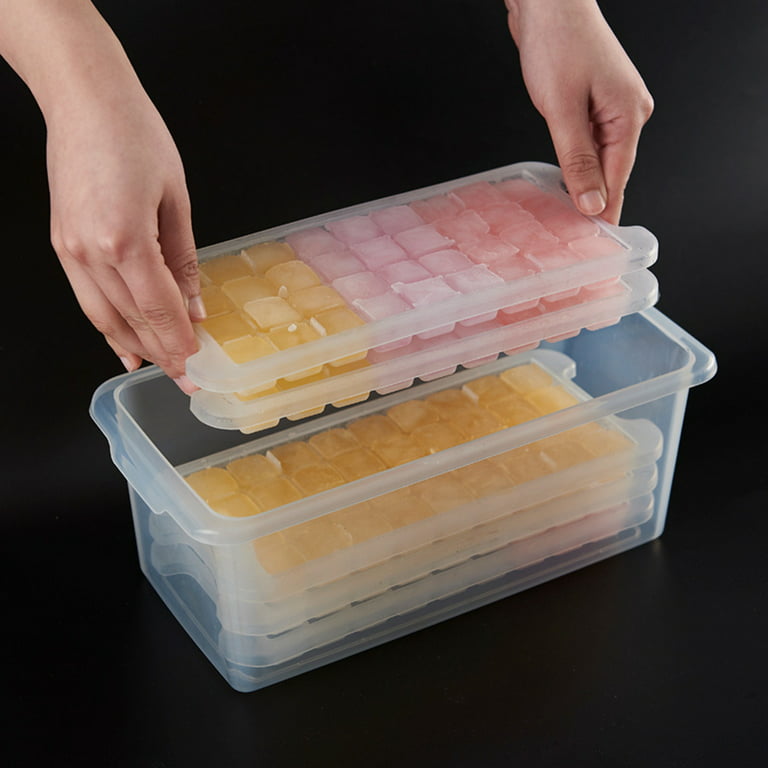Yirtree Ice Cube Tray, Silicone Square Ice Trays Easy Release Stackable Ice  Cube Mold with Removable Lid, 1/2/4-Layer Kitchen Bar Ice Cube Maker Tray