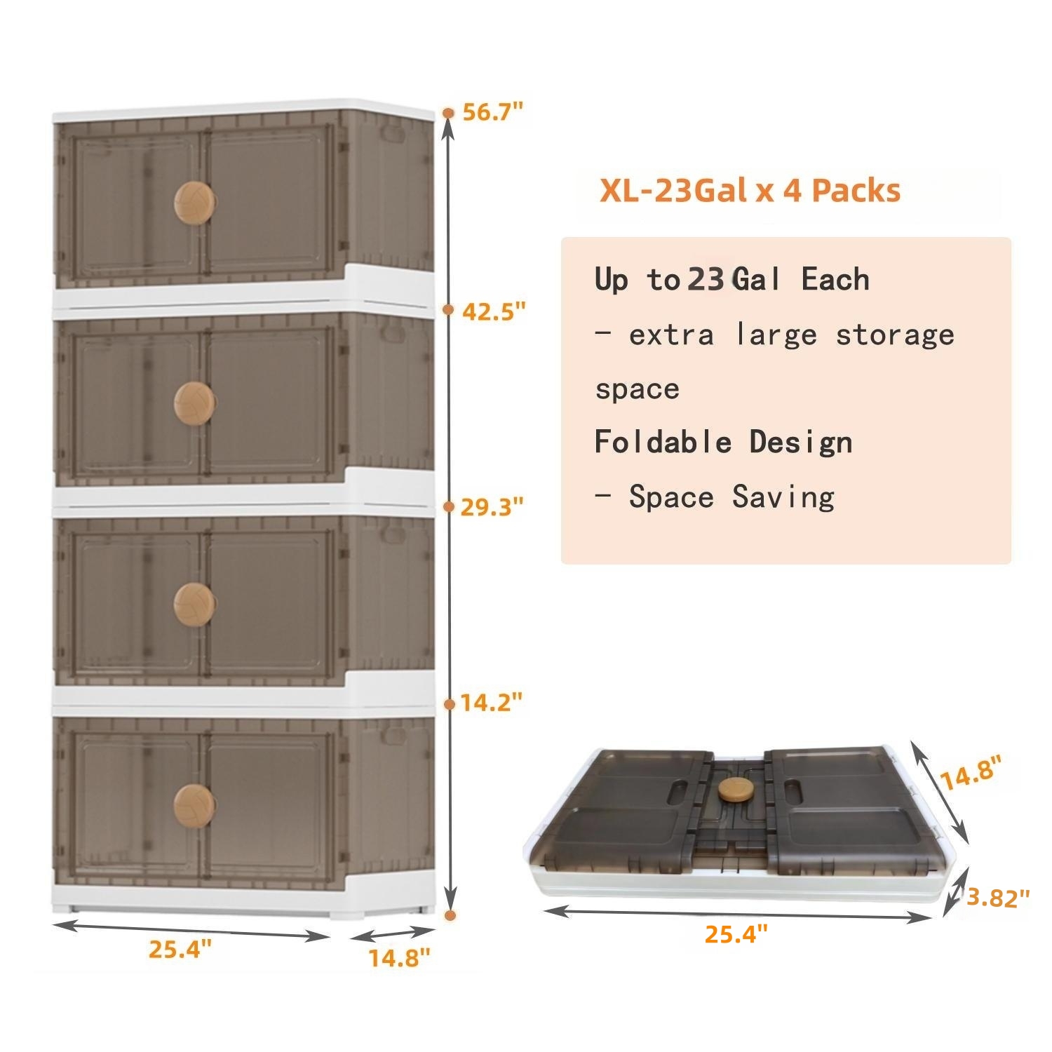 SIRIRIC Storage Bins with Lids-23Gal Plastic Storage Bins, 4 Packs  Collapsible Storage Bins with Wheels, Closet Organizers and Storage with  Doors, Stackable Storage Bins for Home, Office, Kitchen - Yahoo Shopping