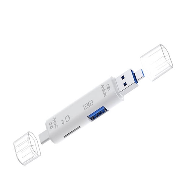 Lector de tarjetas 3 en 1 con función OTG compatible con USB 2.0/Tipo C blanco