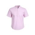thumbnail image 1 of Honganda Men Short Sleeve Shirts Solid Band Collar Button Summer T-shirt, 1 of 5