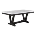 thumbnail image 1 of Transitional Weathered Gray Wood Dining Table with Faux Marble Top, 1 of 4