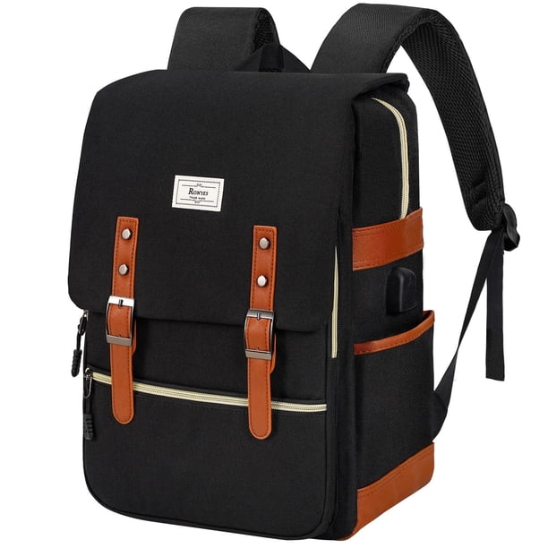 Mochila Ronyes Vintage para portátil de 15,6 pulgadas con puerto de carga USB