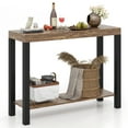 thumbnail image 1 of Gymax Table de Bar à 2 Niveaux pour la Maison avec Étagères Ouvertes Table d'Appoint de Sofa avec Rangement pour la Maison, 1 of 10