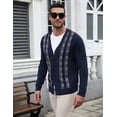 thumbnail image 5 of COOFADNY Mens Cardigan Sweater Vintage Striped V-Neck Long Sleeve Button Down Knitted Sweaters, 5 of 8