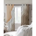 thumbnail image 3 of Fsddascl Brown Coastal Beach Blackout Curtains for Bedroom/Living Room, Thermal Insulated Kitchen Curtains, Retro Farmhouse Ocean Waves Striped Grommet Darkening Window Treatment Drapes 52"x72"x2, 3 of 8