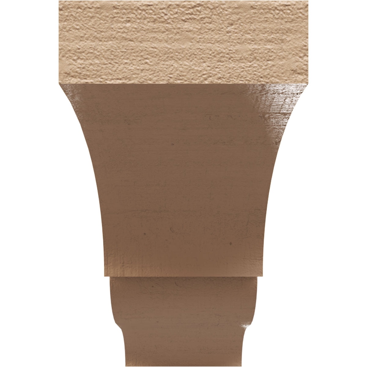 3"W x 18"D x 6"H Thin Asheboro Rough Cedar Woodgrain TimberThane Corbel, Primed Tan
