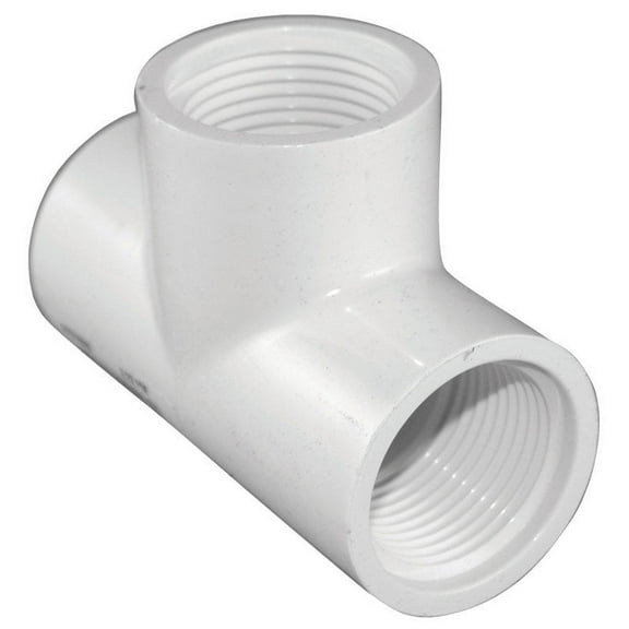 Charlotte Pipe PVC024021000 Threaded Tee Schedule 40 1" FPT T X 1" D FPT PVC White