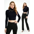 thumbnail image 2 of SSLR Turtleneck Crop Tops for Women Long Sleeve Shirts Mock Neck Base Layer Tops, 2 of 8