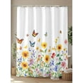 thumbnail image 4 of Shower Curtain Watercolor Butterfly Shower Curtains for Bathroom, Waterproof Polyester Shower Curtain Set with Hooks, Standard Size 66" x 72" Retro Flower, 4 of 6