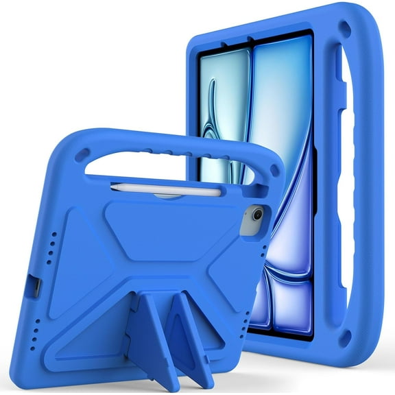 KOMI Heavy Duty Protection Kids Case Compatible with iPad Air 11 Inch M2(2024)/Pro 11 inch (2024) M4,Light Weight Shock Proof Handle Stand Kids Friendly Protective Cover Case (Blue)