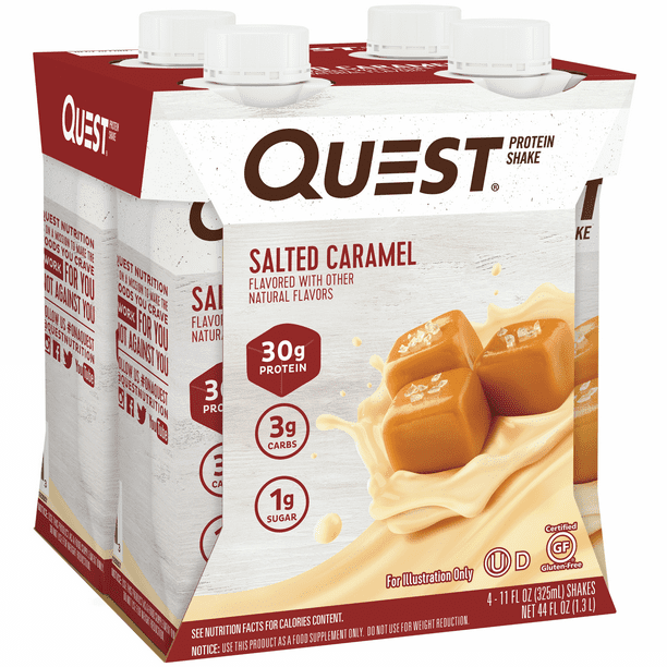 Quest Nutrition Protein Shake, 30g Protein, Salted Caramel Flavor, 4