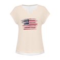 thumbnail image 4 of Sweet Home Farm Patriotic Shirts for Women Summer Beach Vacation Fashion Spring Business Casual Outfits Workout Boho Clothes Short Sleeve Shirts Beige, 4 of 7