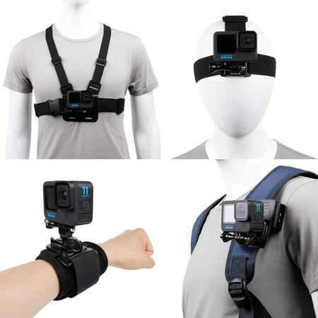 Accessories Set for GoPro Hero 12/11/10/9/8/7/6/5/4,New Quick Release Head Strap Mount + Chest Mount Harness + Backpack