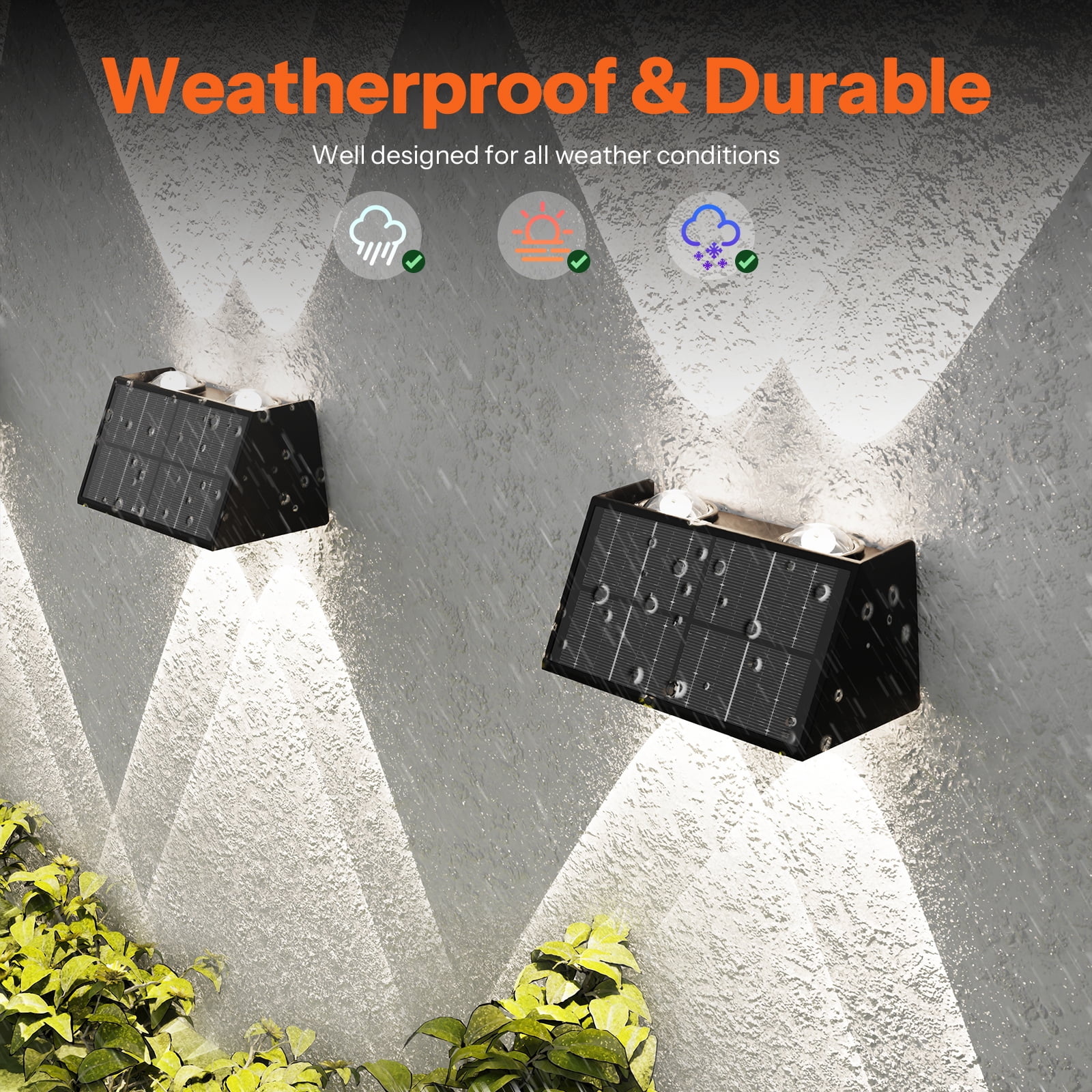 Involux Solar Wall Mounted Lights, Up & Down LED Fence Lighting, 50LM/25LM 3000K/6500K 4 Modes, Outdoor IP65 Waterproof, Screw/Adhesive Mount for Garden Path Deck Yard 8-Pack IL0908-08