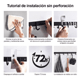 thumbnail image 3 of Ganchos Percheros para Ropa de Pared De Acero Inoxidable, Kit 7pcs Ganchos Negro, Plata, 3 of 5
