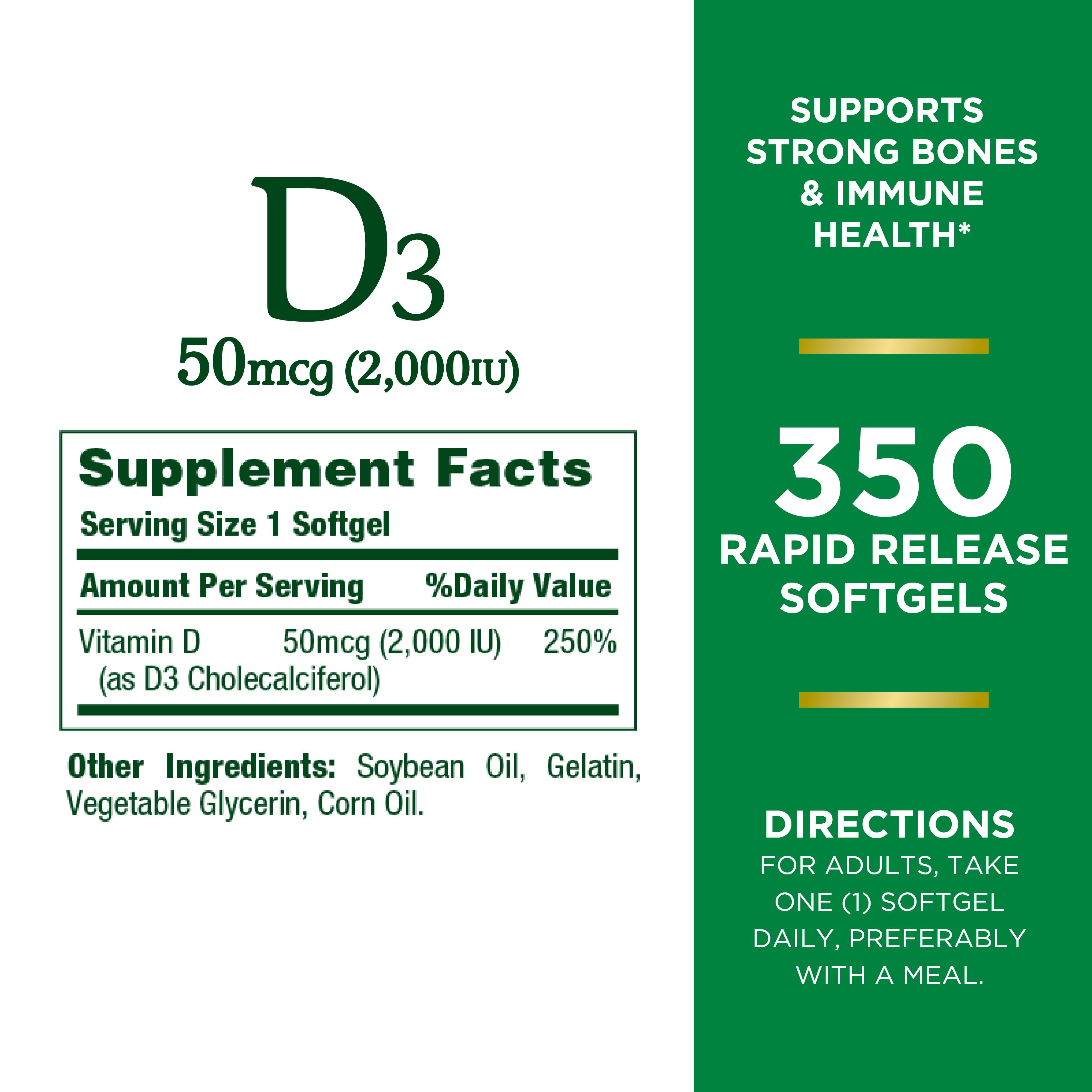 Vitamin D3 2000 IU (50 mcg) Bone Health and Immune Support Softgels - 100ct  - up & up™