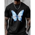 thumbnail image 6 of Men's T-Shirt Blue Butterfly Retro Flowers Cartoon Decor Short Sleeve Casual Tee Classic Crew Neck T-Shirt for Men, S, 6 of 6