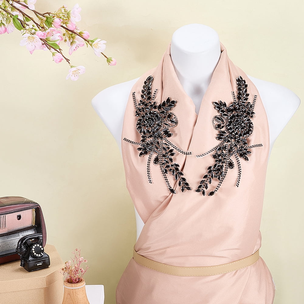 Flower Resin Rhinestone Decorative Corsages for Clothing Accessories Black 262x120x5mm