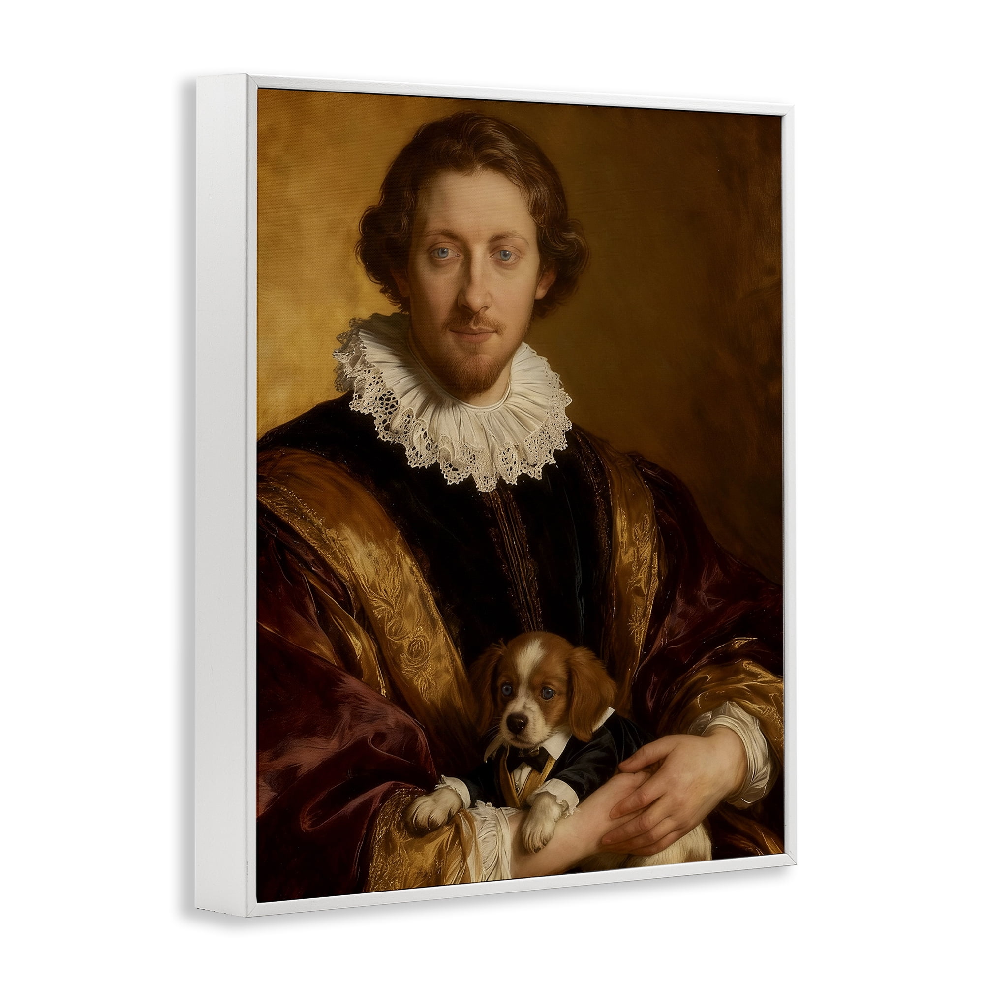 Stupell Industries Renaissance Noble with Loyal Companion White Framed Giclee Art, design by CAD Designs
