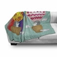 thumbnail image 3 of Hedgehog Soft Flannel Fleece Blanket, Sketch Animals Flying in Hot Air Balloons with Various Motifs Flowers and Chevrons, Cozy Plush for Indoor and Outdoor Use, 50" x 70", Multicolor, by Ambesonne, 3 of 6