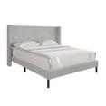 thumbnail image 2 of Castle Place Contemporary Corduroy Velvet Upholstered Wingback King Bed, Light Grey, 2 of 13