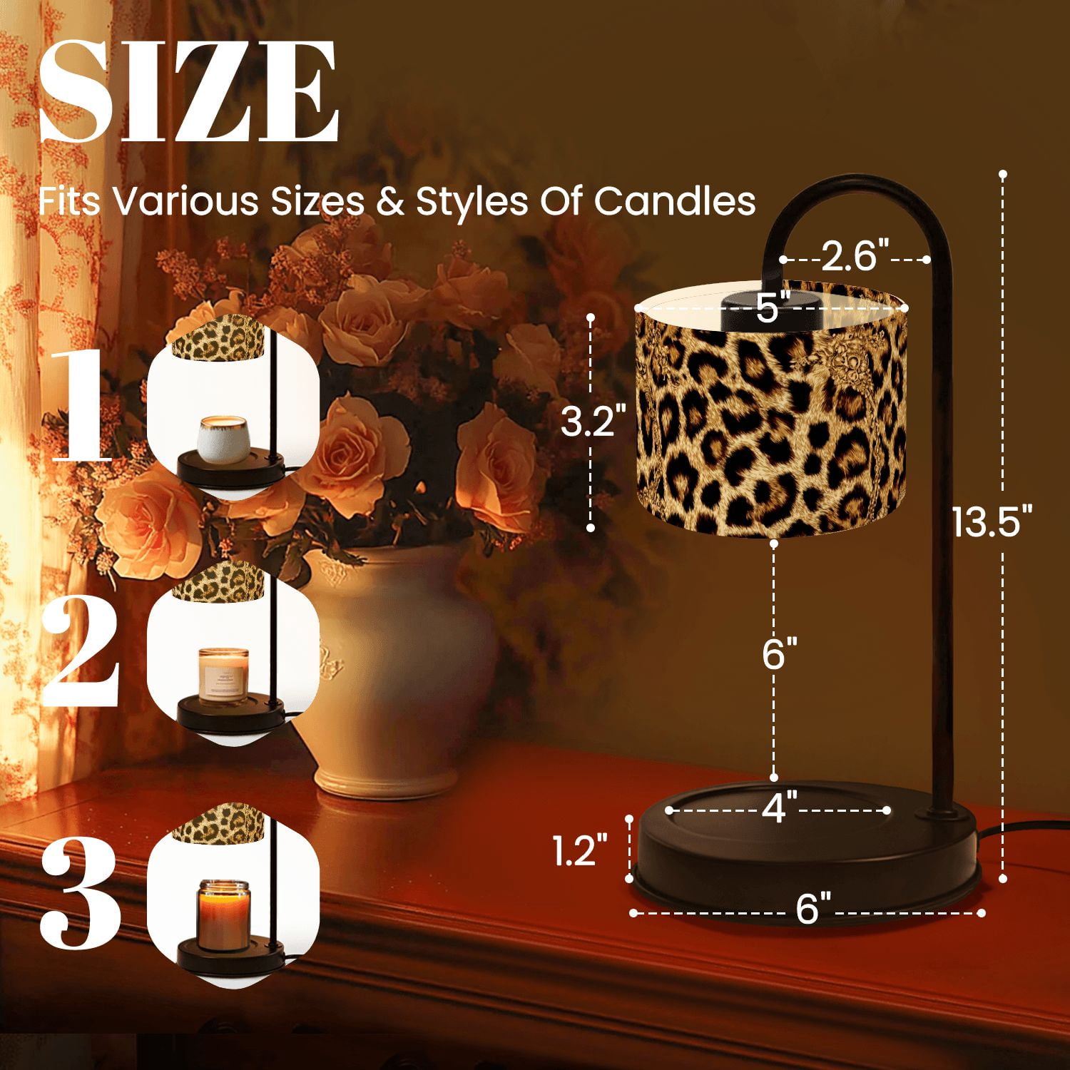 Candle Warmer Lamp with Timer Dimmer leopard colorful animal Candle Lamp Warmer for Jar Candle with 4 Bulbs Gifts for Women House Warming Gifts