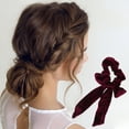 thumbnail image 2 of Unique Bargains 1 Pc Solid Color Ribbon Scrunchies Wine Red, 2 of 4