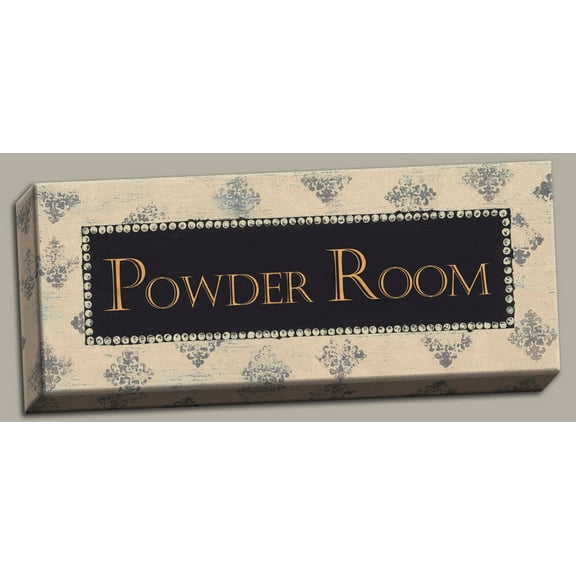 Beautiful Cream and Black Powder Room Canvas Sign; One 20X8 Hand-Stretched Canvas