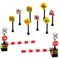 thumbnail image 2 of Building Bricks Toys 8 Train Railroad Signs 2 Crossing Gate Signals City Town Miniature railroad modeling For Kids AFOL Great Gift, 2 of 3
