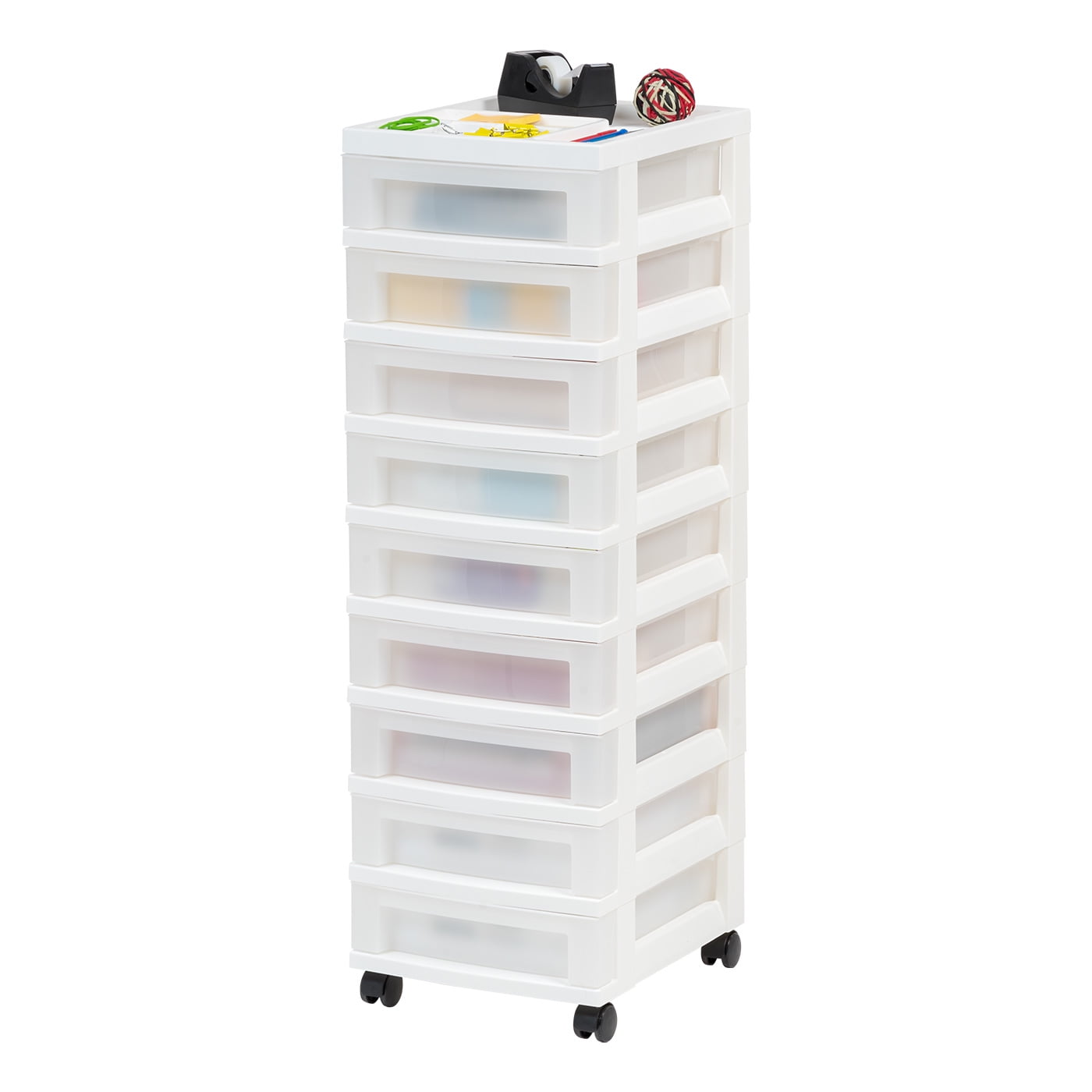 IRIS 9-Drawers Black Rolling Plastic Storage Drawer Cart 37.75-in H x  14.25-in W x 12.05-in D in the Storage Drawers department at