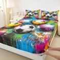thumbnail image 4 of Feelyou Cartoon Football Print Twin Sheet Sets, Fashion Splatter Artwork Twin Fitted Sheet, Teens Kids Girls Boys Flat Sheet, Lightweight Room Decor, 3pcs, 4 of 8
