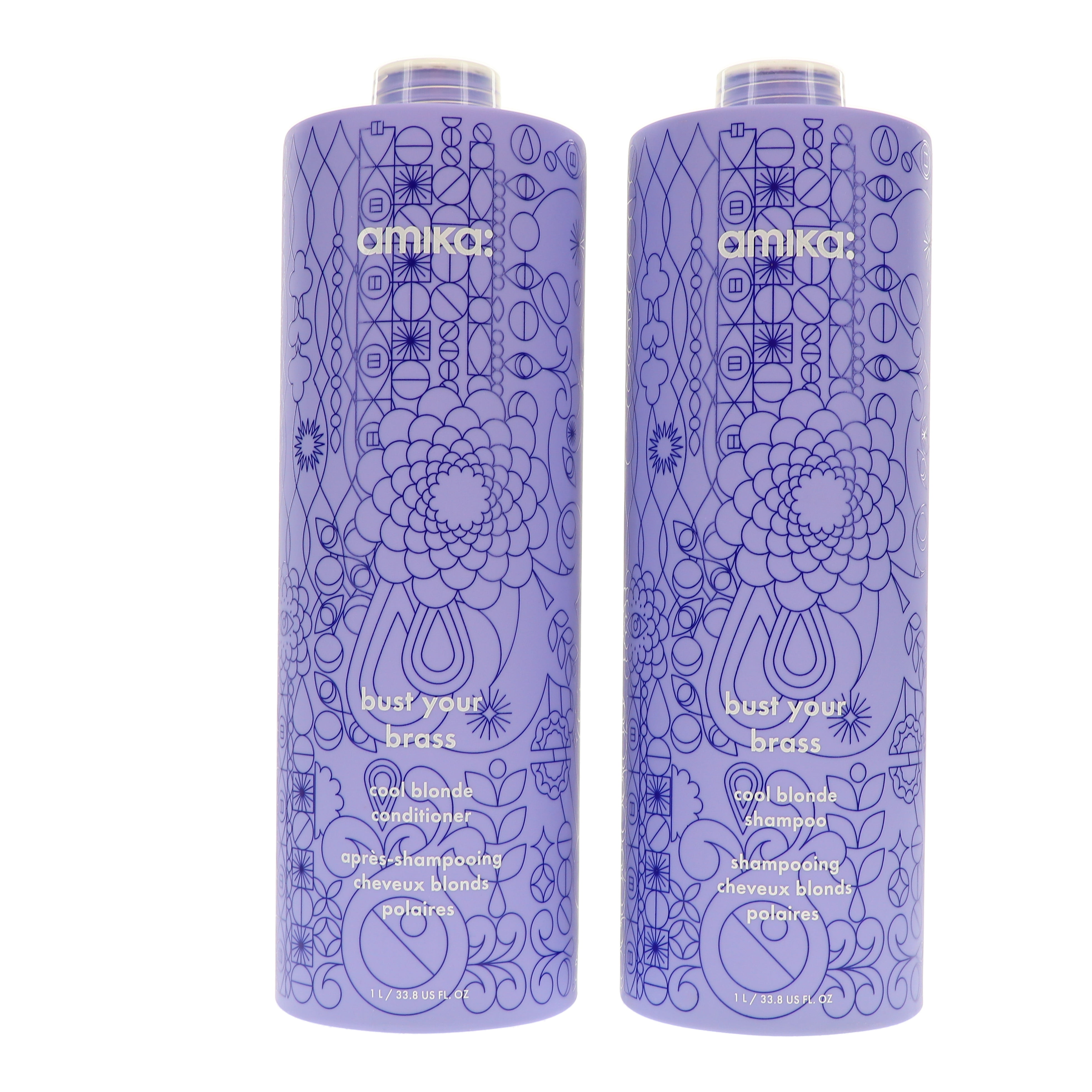 Amika Bust Your Brass Cool Blonde Shampoo 33.8 oz & Conditioner 33.8 oz