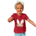 thumbnail image 2 of Penkiiy T-Shirts de Pâques pour Enfants Garçons Filles Mode Oreilles de Lapin de Pâques Imprimé Col Rond Manches Courtes 11 Ans Rouge, 2 of 4
