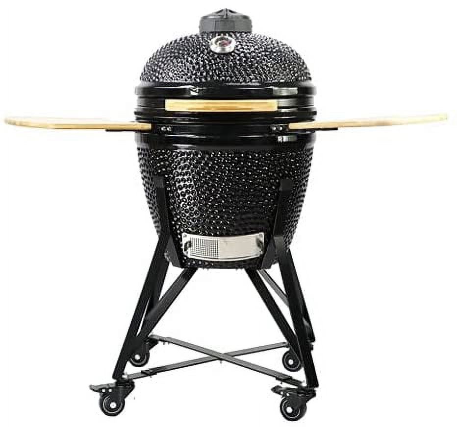 HUMOS - 20" CERAMIC KAMADO GRILL. BLACK. COOKER + OVEN + SMOKER. WITH TROLLEY WITH WHEELS AND CAST IRON VENT - image 2 of 5