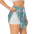 thumbnail image 2 of Disketp Teal Mama Llama Print Women's Shorts Workout Shorts for Athletic Gym Running Shorts with Phone Pockets X-Large, 2 of 8