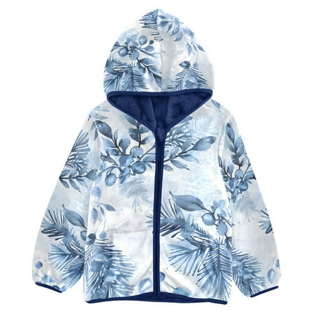 ALAZA Toddler Polar Fleece Jacket Winter Cherry Grass Kids Hooded Warm Coats Outerwear 5T