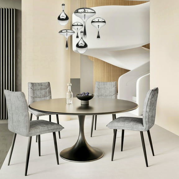 Modern Velvet Dining Chairs 2-Piece Set Stylish Iron Frames, Soft Cushioned Seats, and Versatile Color Options for Home Offices and Kitchens in Mustard Light Gray