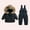 02Black, variant on Toddler Snow Suit Fashion Solid Down Snow Pant And Puffer Jacket Bib Hooded Waterproof Winter Snowboarding Kids Ski Suit
