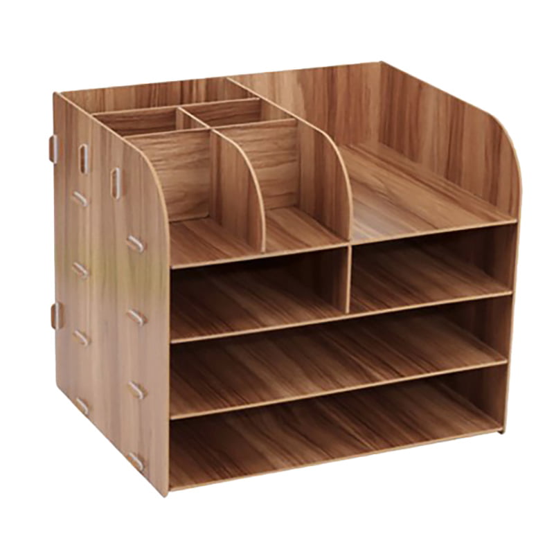 1Pcs 4-Layers Wood Office Table Organizer Assembled Files Containers A4 ...
