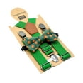 thumbnail image 1 of Conjunto de tirantes y pajarita para niños y niñas. Incluye clips metálicos para pantalones pantalones, ideal para fiestas de disfraces eventos Verde oscuro, 1 of 10