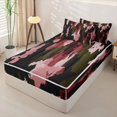 thumbnail image 3 of Castle Fairy Watercolor Camo Blotch Zipper Twin Comforter Sets with Fitted Sheet and 2 Pillowcases,Abstract Vertical Splash Shape Zipper Bedding Set,Olive Pink Black,Reversible, 3 of 7