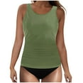thumbnail image 2 of UPPADA Maillots de Bain Tankini Deux Pièces pour Femmes Dos Croisé Tankini Modeste avec Soutien-Gorge Débardeurs Col Rond avec Shorts Contrôle du Ventre Vêtements de Plage d'Été Liquidation en Liquidation Vert Armée,TTG, 2 of 5