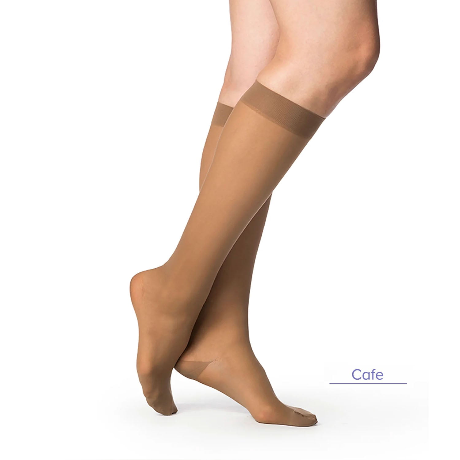 Sigvaris Style 782 Sheer 20-30 Closed Toe Knee High Compression Stockings Toasted Almond LL Long