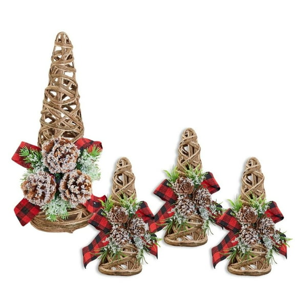 4pc Mixed Rustic Jute Woven Trees - for Christmas Decor - Factory Direct Craft